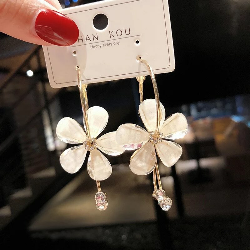 sengpan South Korea web celebrity super fairy temperament elegant Hyun fashion fashion earrings delicate purple flowers rose earrings