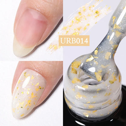 sengpan SUGAR Aurora Rubber Gel Nail Iridescent Pearl Effect Metallic Mirror Nails Manicure Soak Off UV LED No Wipe Top Coat Base Gel