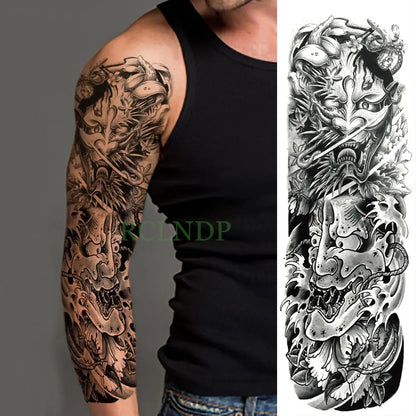 sengpan Waterproof Temporary Tattoo Sticker Anubis Ancient Egypt Greece Zeus Eye Full Arm Fake Tatto Flash Tatoo Sleeve for Men Women