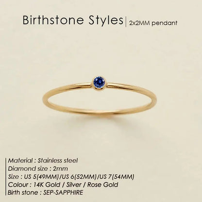 sengpan 316L Stainless Steel Birthstone Ring for Woman Gold Color Simple Style Ring Festival Party Fashion Jewelry Dropshipping