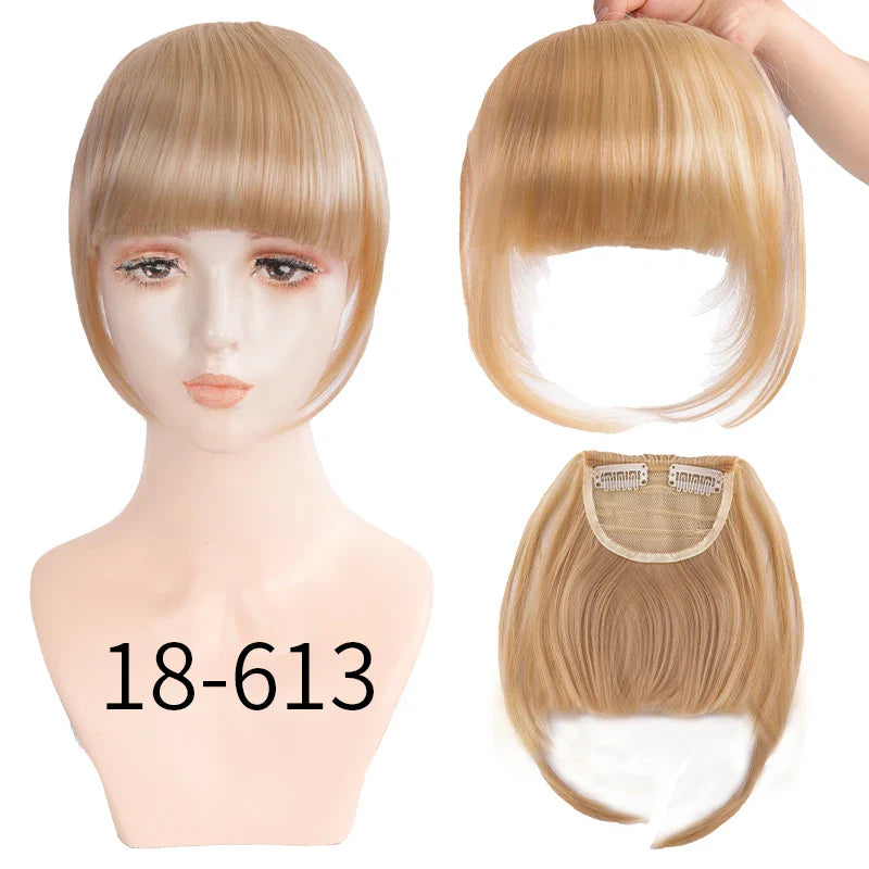 sengpan Synthetic Fake Hair Bangs Hair Clips For Extensions Natural Straigth Black Invisible Wig Women Natural Neat Hair Bang