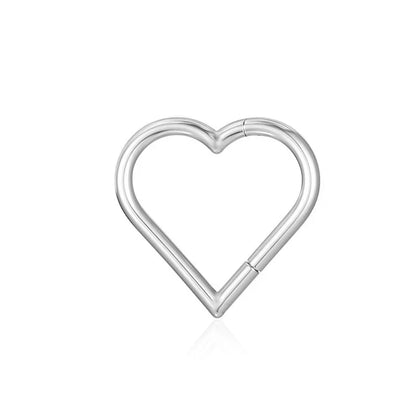 sengpan 1PC G23 Titanium Piercing Heart Earrings Hinged Segment Nose Ring Septum Helix Daith Tragus Cartilage Clicker Piercing Jewelry