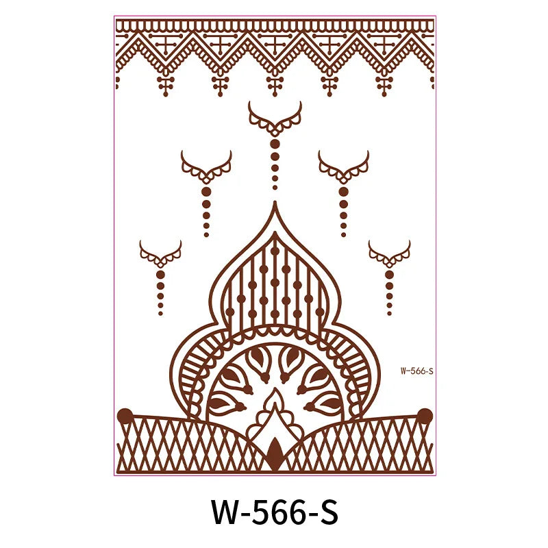 sengpan Brown Henna Lace Temporary Tattoo Sticker Butterfly Mehndi Flower Fake Tattoo for Women Feather Flora Sexy Henna Design Stickers