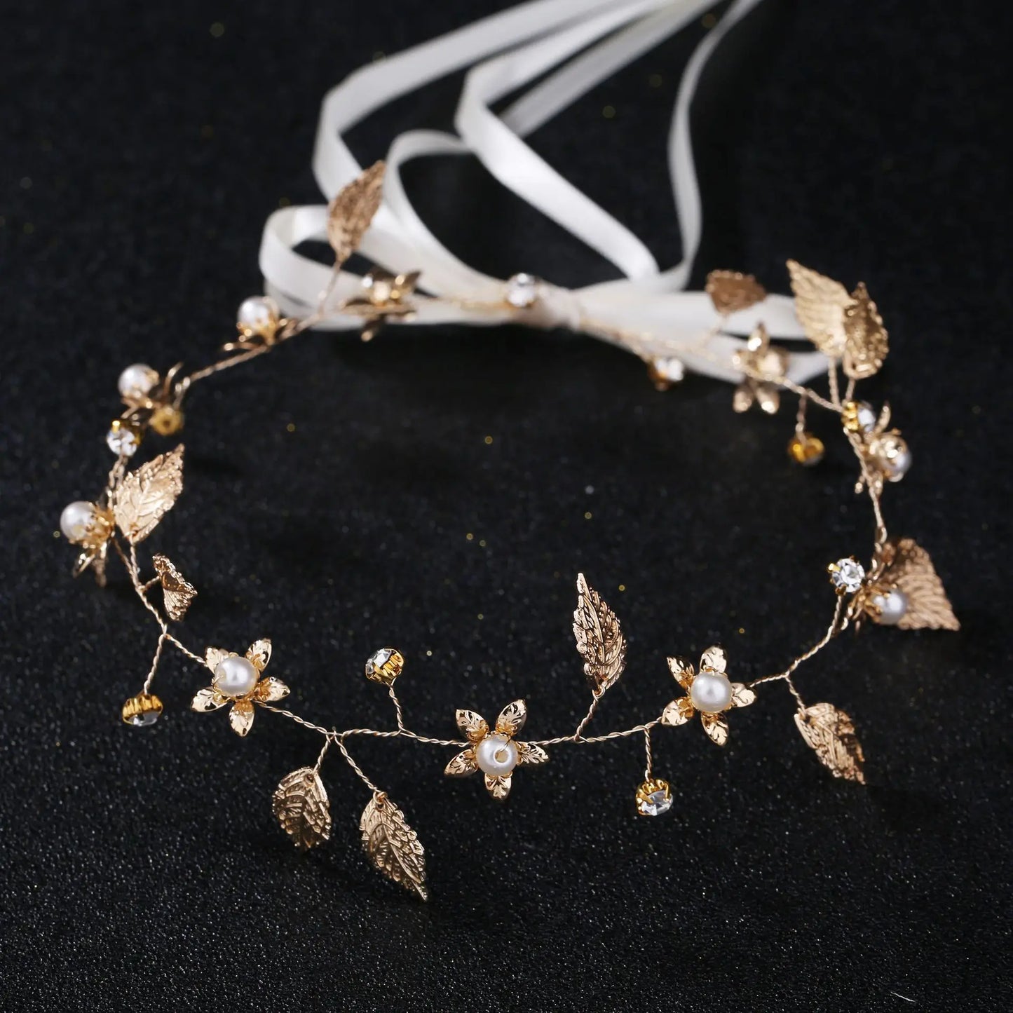 Lianfudai Elegant Women Hair Accessories Bridal Headband Crystal Pearl Hairband Head Ornament Ladies New Hair Jewelry For Wedding