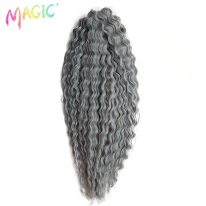 sengpan  Synthetic Hair Water Wave 24Inch Braid Hair Twist Crochet Hair Ombre Blonde Pink Deep Wave Braiding Hair Extension Cosplay