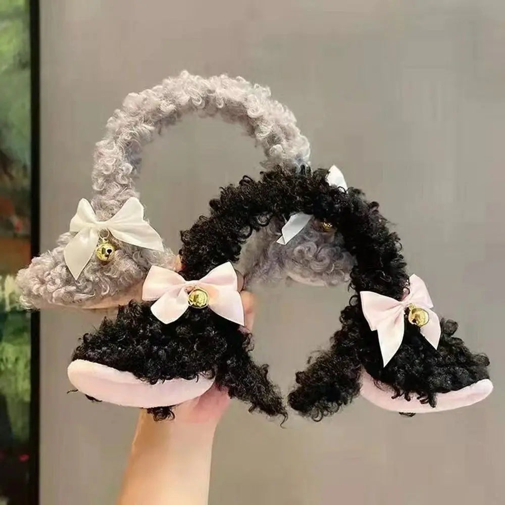 sengpan Plush Sheep Ears Headband Fashion Fancy Props Simulation Plush Hairband Handmade Bowknot Head Hoop Costume Party