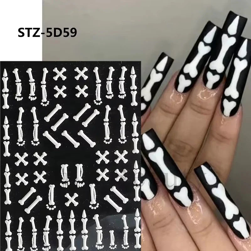 sengpan 5D Halloween Blood Eye Bones Nail Art Horror Eyeball kull Relief Three-Dimensional Nail Stickers for Women&Girl Nail stickers