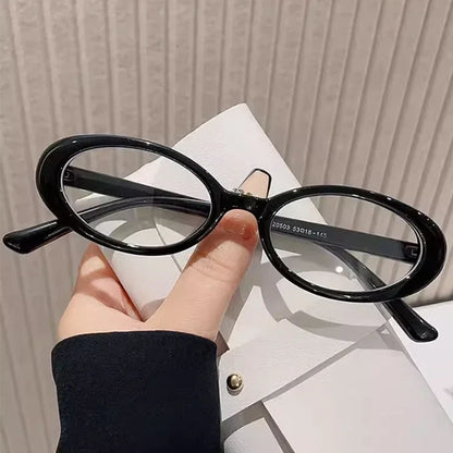 Lianfudai Y2K Retro Black Oval Small Frame Glasses Frame Women's Anti Blue Light Glasses 2023 Fashion Style Eyeglasses Frame Eyewear