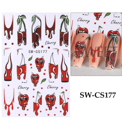 sengpan 3D Halloween Nail Stickers Cartoon Mummy Bandages Ghost Eyes Pumpkin Spider Web Blood Drops DIY Winter Matte Nail Art Decoration