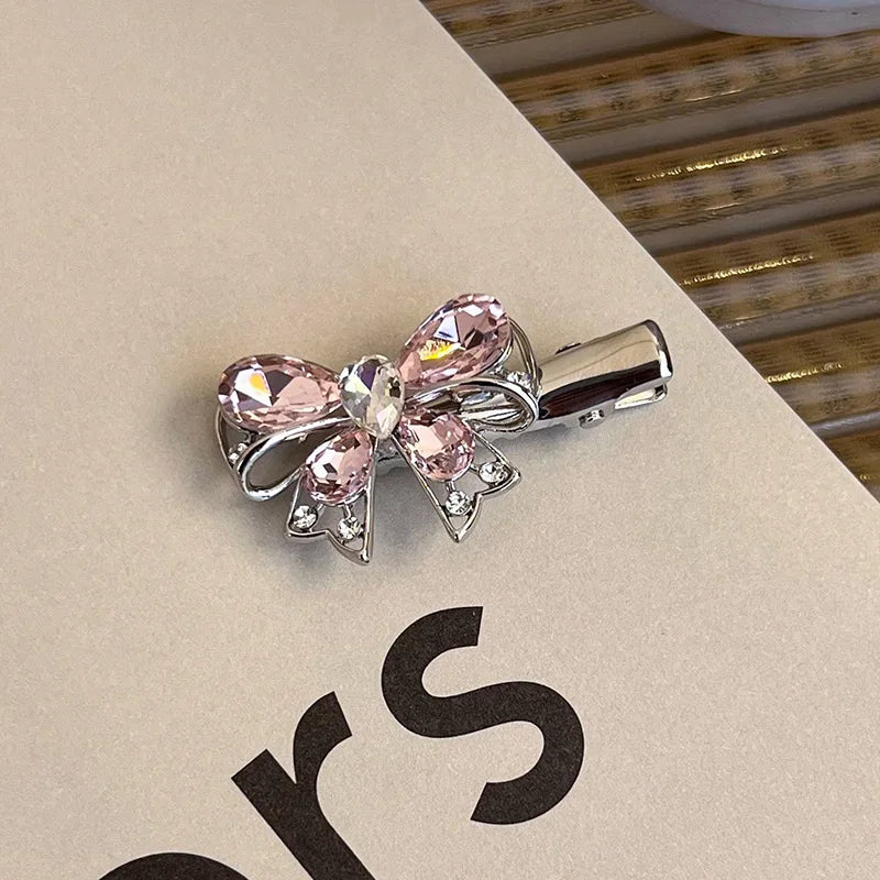 sengpan Y2K Pink Rhinestone Butterfly Bow Star Heart Hairpins Barrettes Women Korean Fashion Kpop Hair Clip Accessories