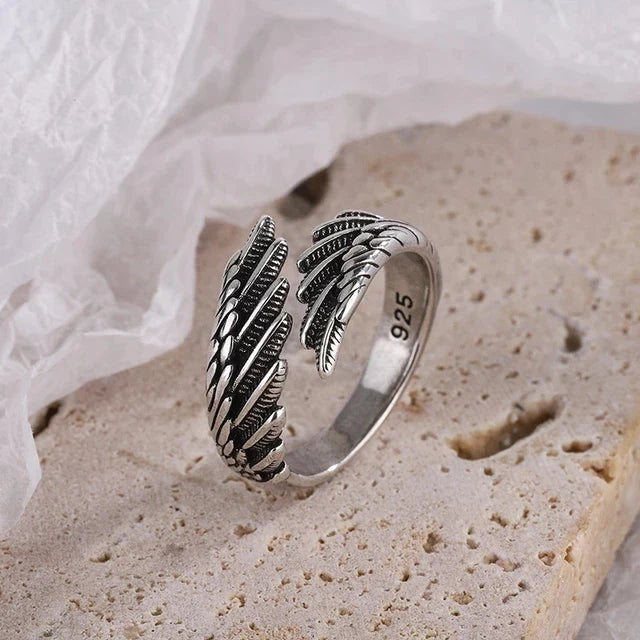 sengpan Rings Fashion Hip Hop Vintage Couples Creative Wings Design Thai Silver Party Jewelry Birthday Gifts