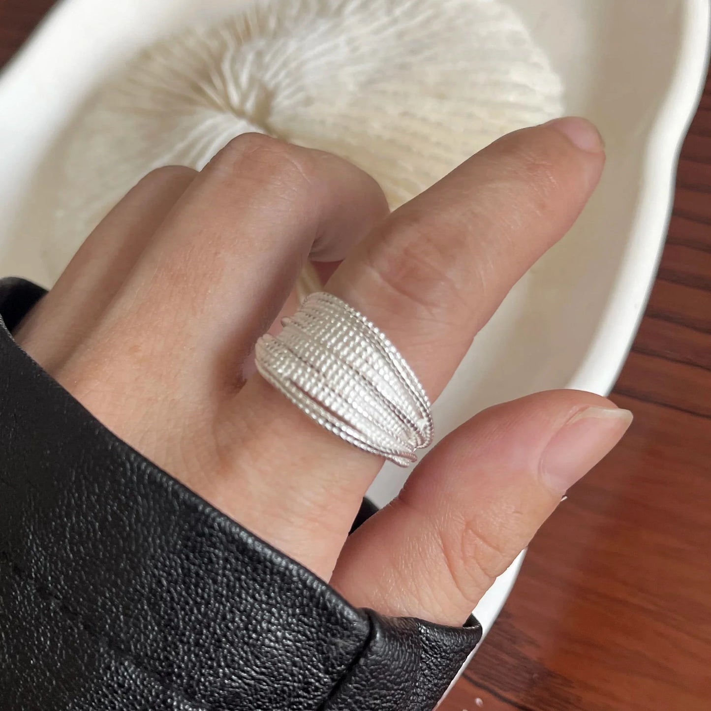 sengpan  Silver String Ring For Women Heart Jewelry Finger Open Handmade Shinning Rings Allergy For Birthday Gift