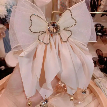 sengpan Sweet Fashion Girls Princess Hair Clip Rhinestone Big Bow Hairpin for Women Headwear Ladies Hairgrips Female Hair Accessories