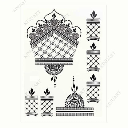 sengpan Black Henna Tattoo Stickers Temporary Tattoo for Women Wedding Lace Flower Mehndi Tattoo Waterproof Fake Tatoo Festival Body Art