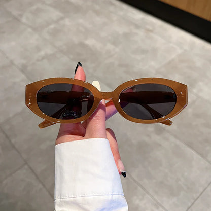 Lianfudai Vintage Oval Sunglasses Women Fashion Retro Female Sun Glasses New Trendy Luxury Brand Designer UV400 Lady Shades Eyewear