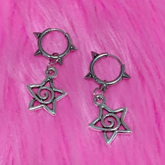 sengpan Korean Fashion Cute Star Swirl Earrings Gothic Charms Rivet Earrings for Women Punk Grunge Jewelry Vintage Accessories Cool