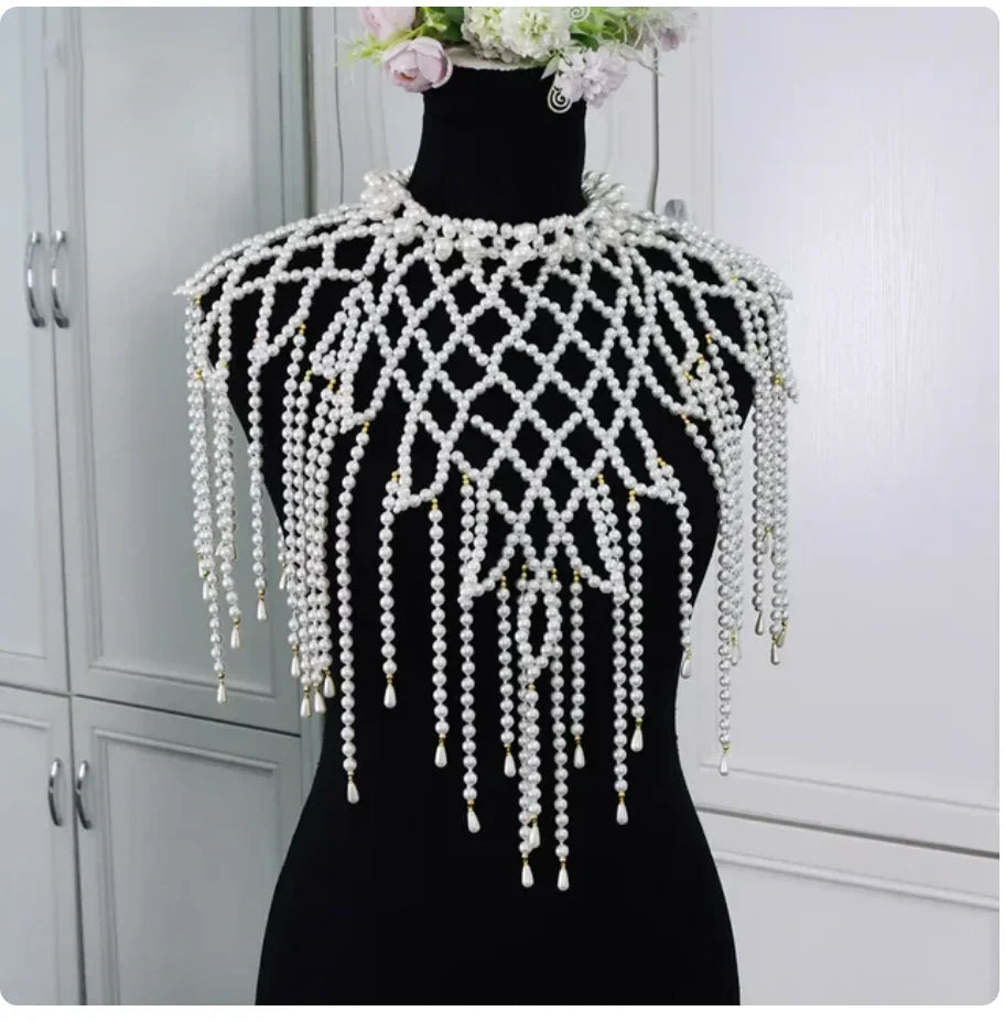 sengpan Pearl Body Chain Jewelry totally hand-made Bra fringed For Women Bridal Wedding Dress Beach Nightclub Pearl Waist chain