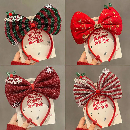 sengpan Christmas Bow Tie Hair Band Cartoon Hair Clip Merry Christmas Holiday Party Headband Gifts Children's Cosplay Hair Accessories