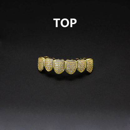 sengpan  Teeth Grillz Set For Unisex Top Bottom Mouth Gold Silver Color Teeth Grills Tooth Cap Removable Dental Fashion Jewelry