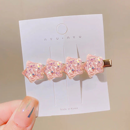 sengpan Summer New Fashion Gradient Star Hairpin Cute Girl Heart Duckbill Clip Sweet Cute Soft Girl Side Hair Accessories