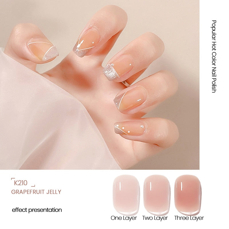 sengpan Nail Gel Polish 12ml Translucent Nude Jelly Gel Nail Polish Semi Permanent Soak Off UV LED Gel Varnish Nail Art Manicure