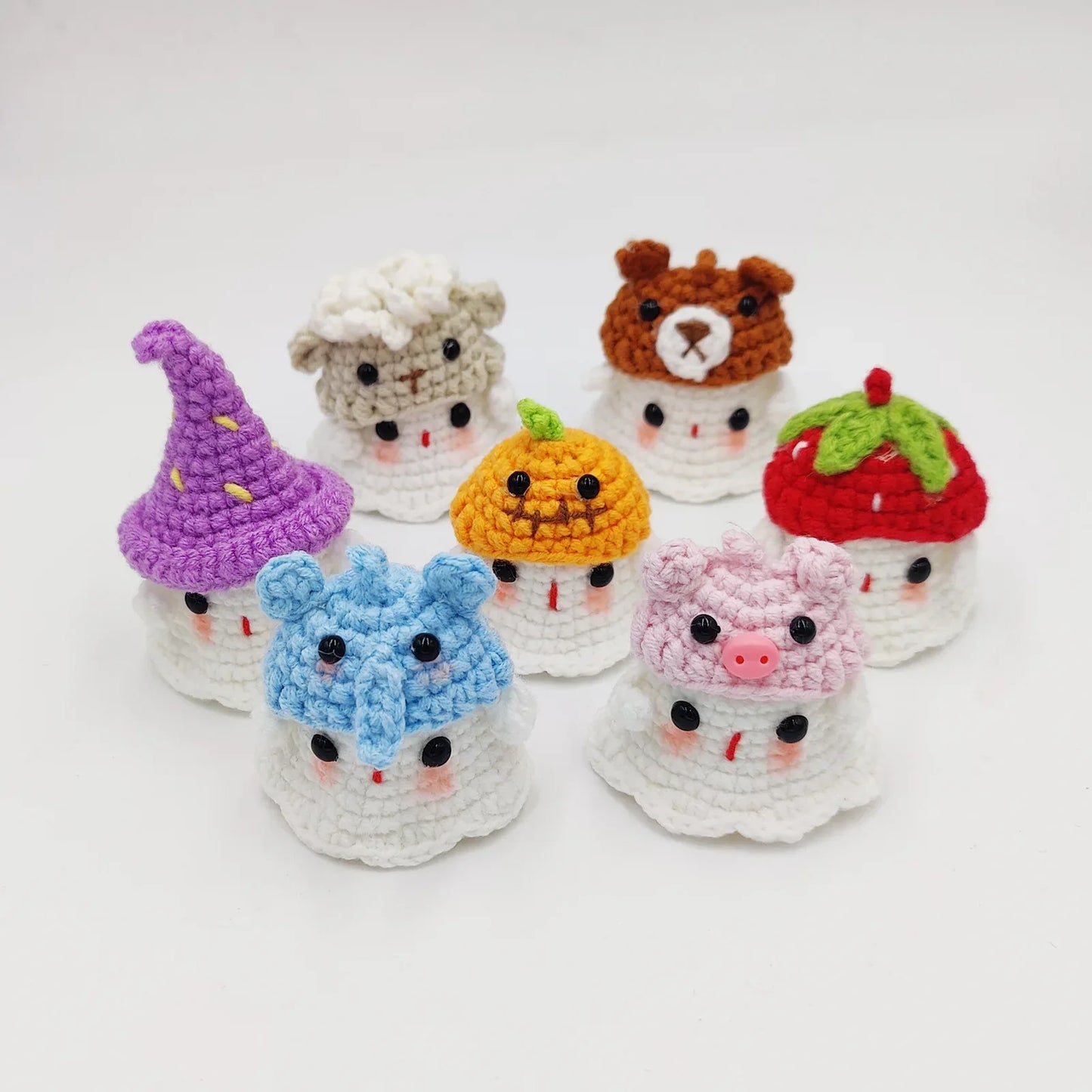 sengpan Creative Knitting Ghost Keychain Pendant Halloween Home Decoration Funny Handmade Crochet Ghost Doll Ornament Christmas Gifts