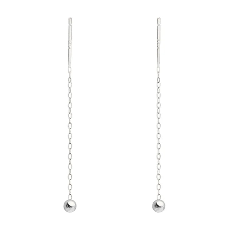 sengpan Fashion Stainless Steel Dangle Earring Geometric Ball Long Tassel Chain Drop Earrings For Women Minimalism Ear Line Kpop Jewelry