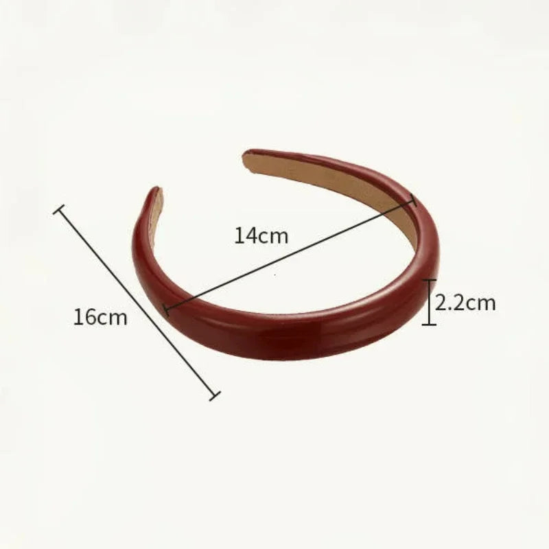 sengpan Retro Red Leather Sponge Headband for Woman Fashion Temperament Hair Hoop Wash Face Hair Band Female Party Hair Accessories Gift