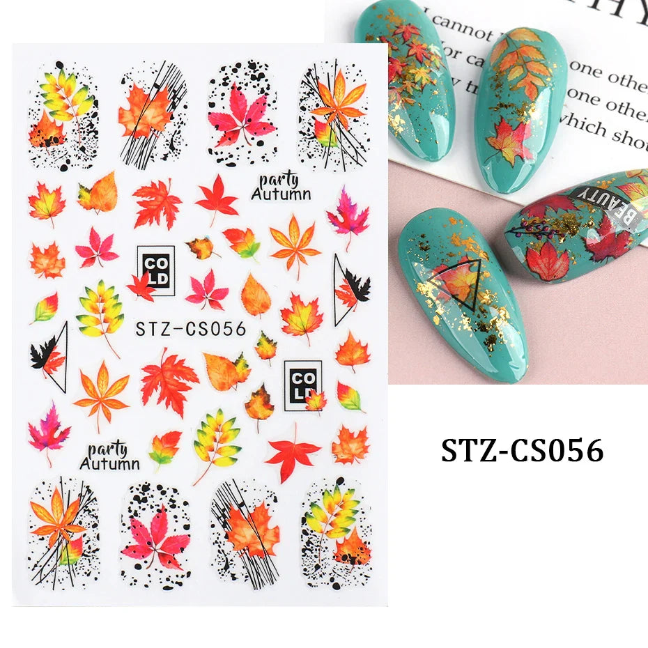 sengpan Cute Halloween Nail Design Sticker Pink Cartoon Skull Pumpkin Spooky 3D Punk Holiday Manicure Slider Nail Art Accessories BEF886