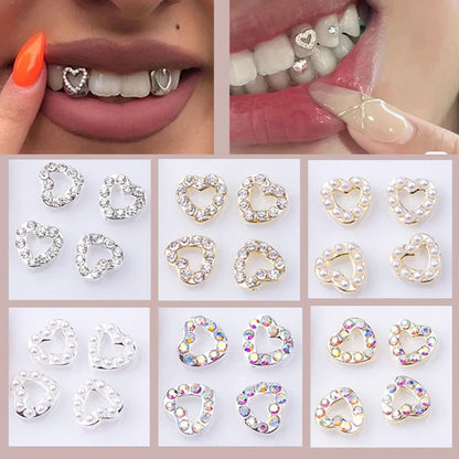 sengpan 3pcs/Box Dental Tooth Gems Teeth Crystal Ornament Metal Tooth Gems Various Shape Beauty Oral Decorations