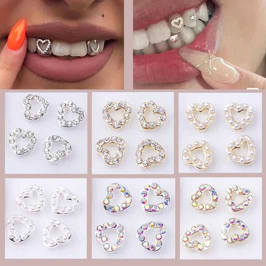 sengpan 3pcs/Box Dental Tooth Gems Teeth Crystal Ornament Metal Tooth Gems Various Shape Beauty Oral Decorations