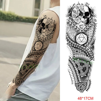 sengpan Waterproof Temporary Tattoo Sticker Anubis Ancient Egypt Greece Zeus Eye Full Arm Fake Tatto Flash Tatoo Sleeve for Men Women