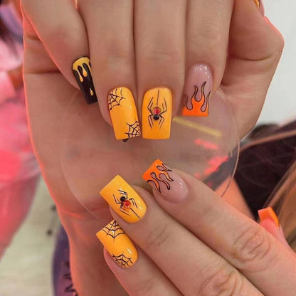 sengpan current nail trends 2023  24Pcs Halloween Ballet False Nails Long/short French Fake Nails with Cobweb Design Square Press on Nails Wearable Nail Tips