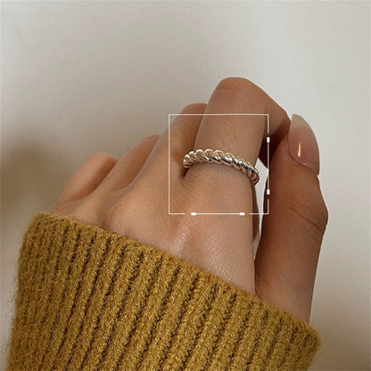 sengpan INS Minimalist Silver Color Irregular Wrinkled Surface Finger Rings Creative Geometric Punk Opening Ring for Women Girls Jewelry