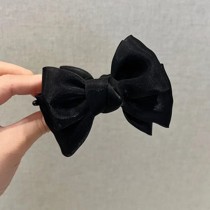 sengpan New Gauze Bowknot Hair Claw Women Cute Elegant French Bow Headdress Grab Clip Back Updo Hair Shark Clip Crab Stick Headwear