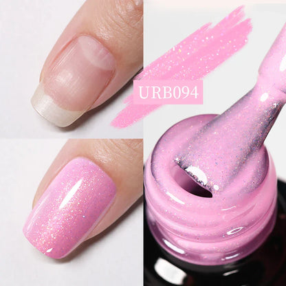 sengpan SUGAR Aurora Rubber Gel Nail Iridescent Pearl Effect Metallic Mirror Nails Manicure Soak Off UV LED No Wipe Top Coat Base Gel