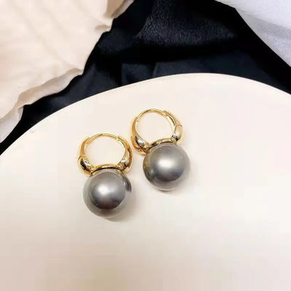 sengpan 2024 New Cute Pearl Studs Hoop Earrings for Women Gold Color Eardrop Minimalist Hoops Wedding Fashion Jewelry Dropship