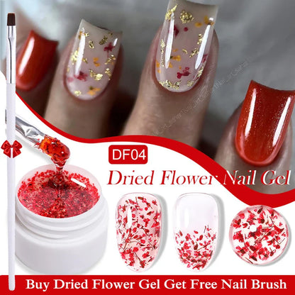 sengpan 8ml Dried Flower Gel Nail Polish Natural Flower Floral DIY Nail Art Semi Permanent UV Gel Soak Off Painting Varnishes