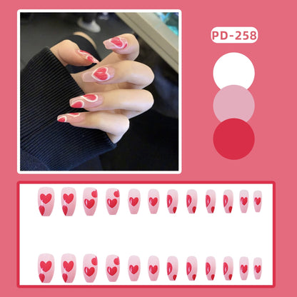 sengpan 24p Artifical Fake Nails Full Coverage False Nails White Clouds French Long Wearing Reusable Nail Coffin Ballerina Press on Nail