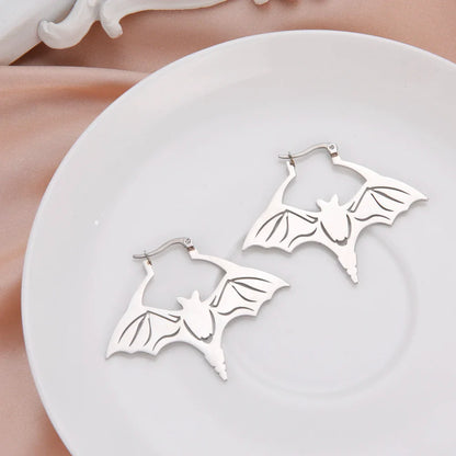 sengpan Stainless Steel Punk Grunge Bat Earrings Cool Halloween Wing Bats Stud Earrings For Women Girls Jewelry Accessories