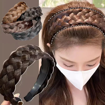 sengpan Wig Braided Headbands for Women Fishbone Wide Twist Hairbands Handmade Head Hoop Hair Bands Styling Headwear Accessories Gift