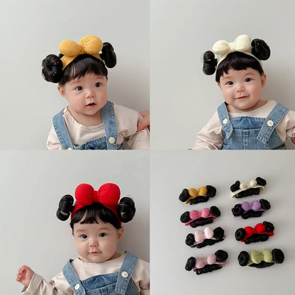 Lianfudai Hair Accessories Fashion Cute Infant Baby Girl Hair Wig Hat Hairpiece 0-2Y Newborn Children Kids Girls Bow Headbands Headwear