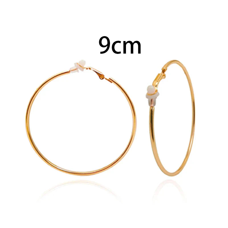 sengpan Round Circle Hoop Earrings Clip Without Piercing Women Gold Silver Stainless Steel Plating Rings Ear Clips Fashion Jewelry Gift