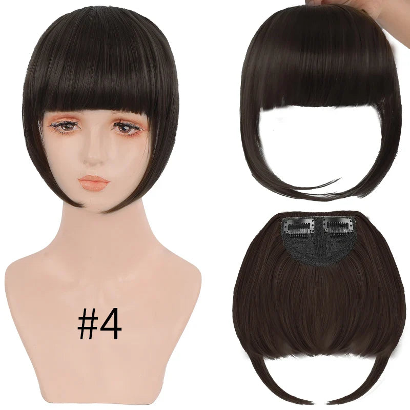 sengpan Synthetic Fake Hair Bangs Hair Clips For Extensions Natural Straigth Black Invisible Wig Women Natural Neat Hair Bang