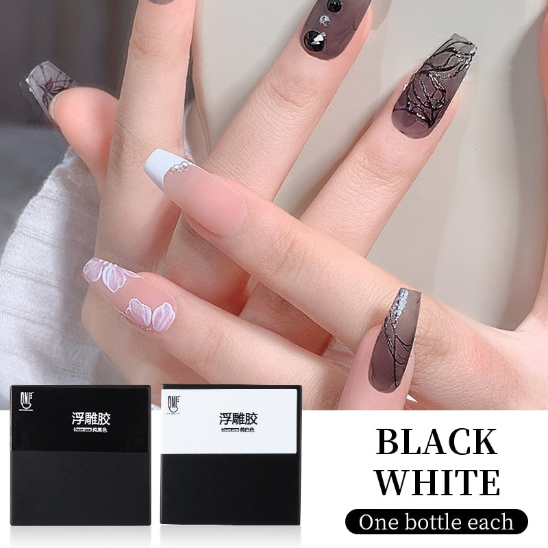 Lianfudai 2024 New Embossing Nail Glue Gel No Wipe White Black 3D Effect Drawing Painting Gel Polish UV Nail Art Manicure DIY Gel Varnish