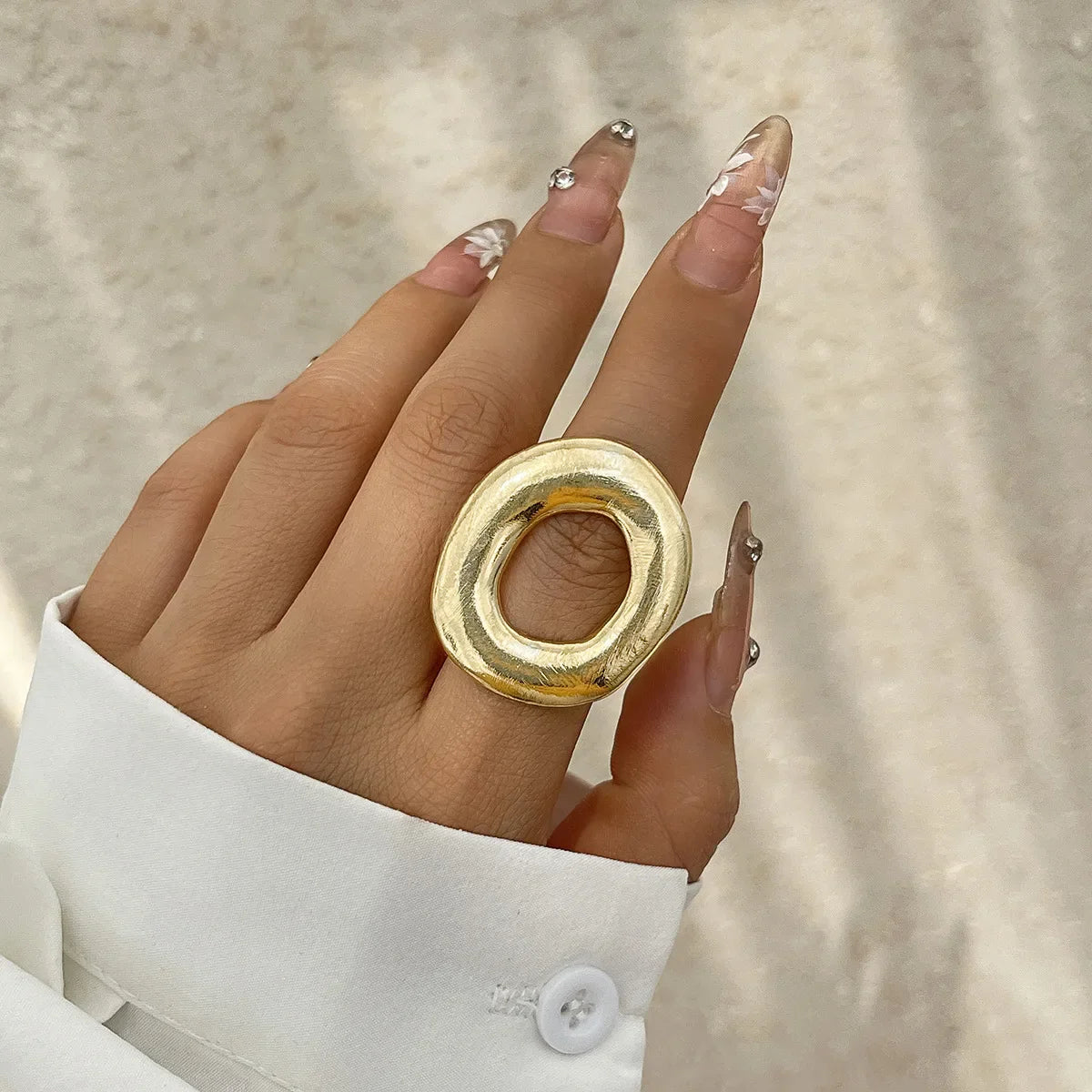 Lianfudai Hip Hop Punk Irregular Metal Rings For Women Men Fashion Geometric Gold Silver Color Knuckle Joint Ring Jewelry 2024 New