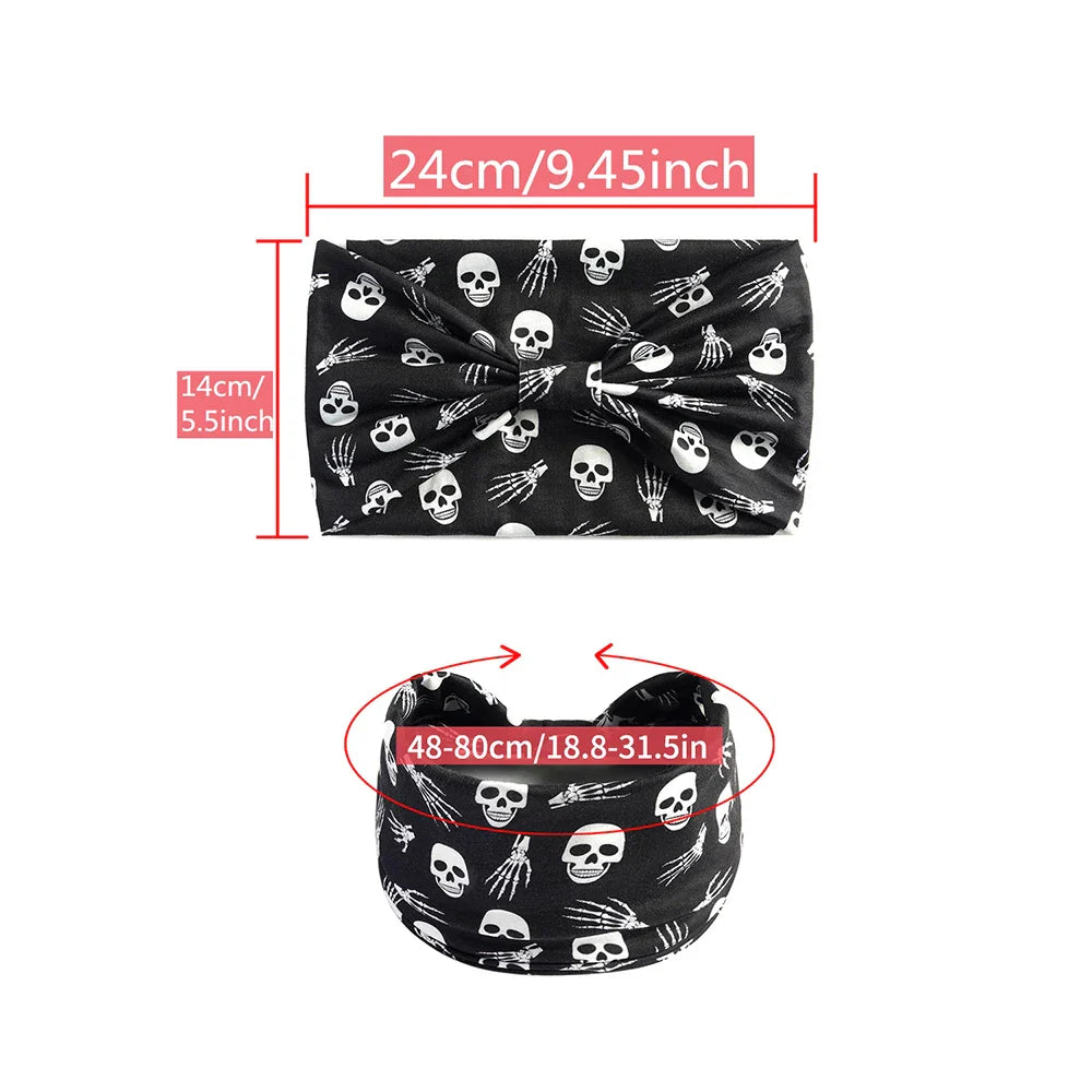 sengpan Halloween Skeleton Turbans Yoga Elastic Head Wrap Women Headband Wide Hairbands Headwear Bandanas Fashion Hair Band YZL05-5