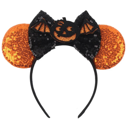 Lianfudai 2024 Nieuwe Disney Mouse Ears Headband  Hoofdband Bat Pompoen Lovertjes Strik Halloween Festival Feest Cosplay Haaraccessoires