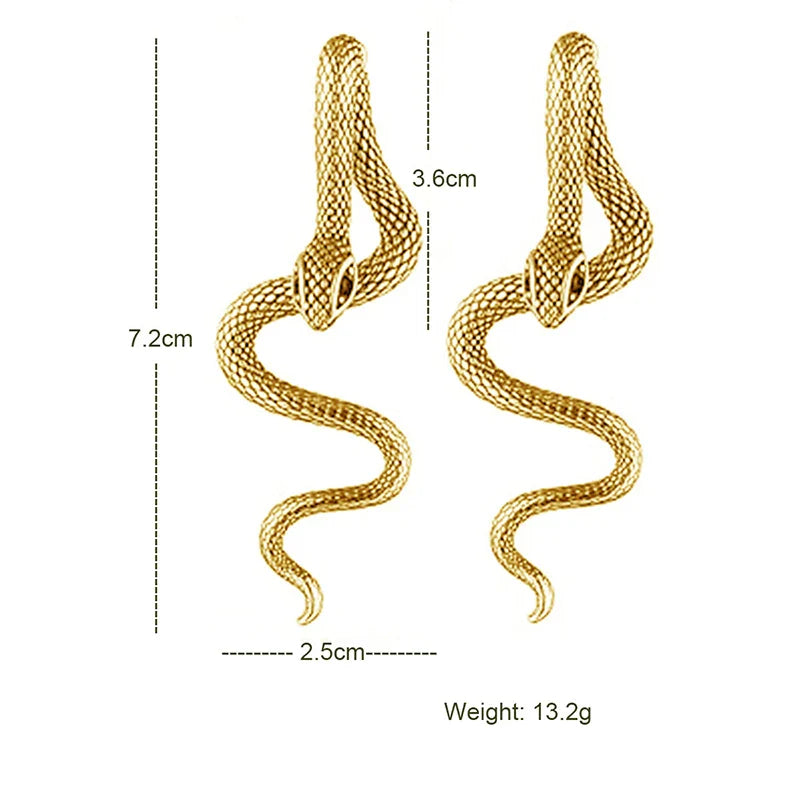 sengpan New Snake Shaped Earrings Detachable Animal Earrings Trendy Personalized Metal Long Snake Earrings Suitable Women Jewelry Gifts