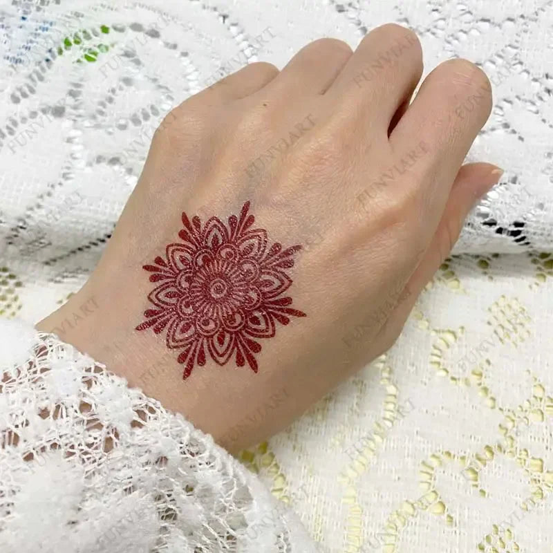 Waterproof Temporary Tattoos for Women Small Fake Tattoo for Children Henna Design Stickers for Hand Body Art